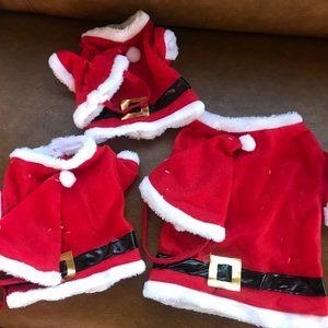3 doggie santa claus suits  1 large and 2 small nwot